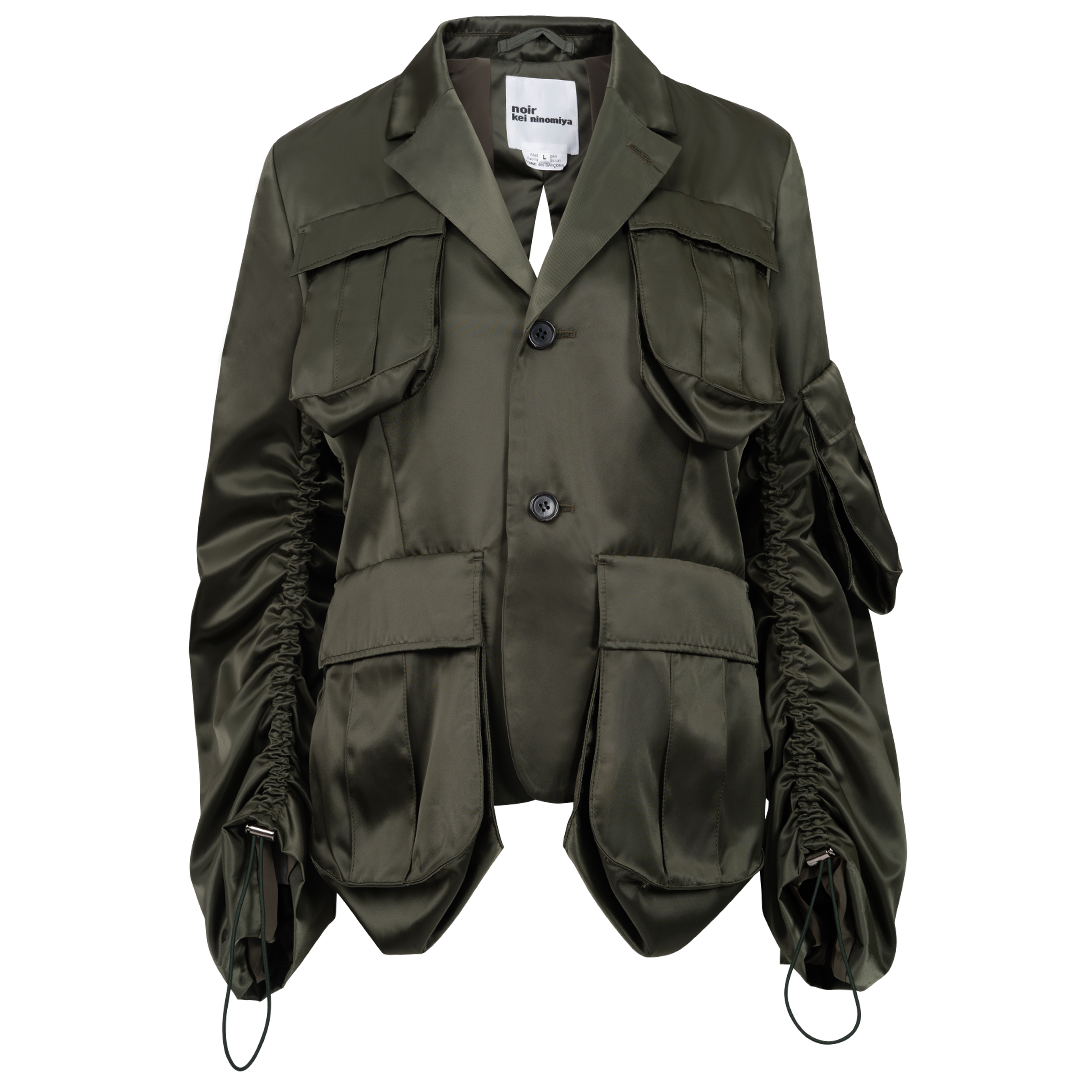 Silk Military Jacket | Front view of NOIR Silk Military Jacket