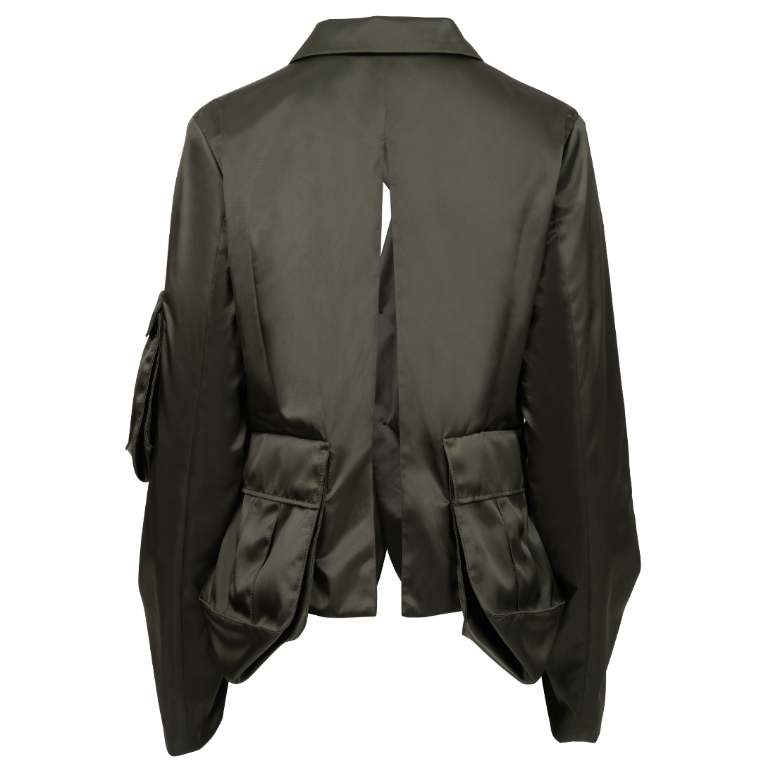 Silk Military Jacket | Back view of NOIR Silk Military Jacket