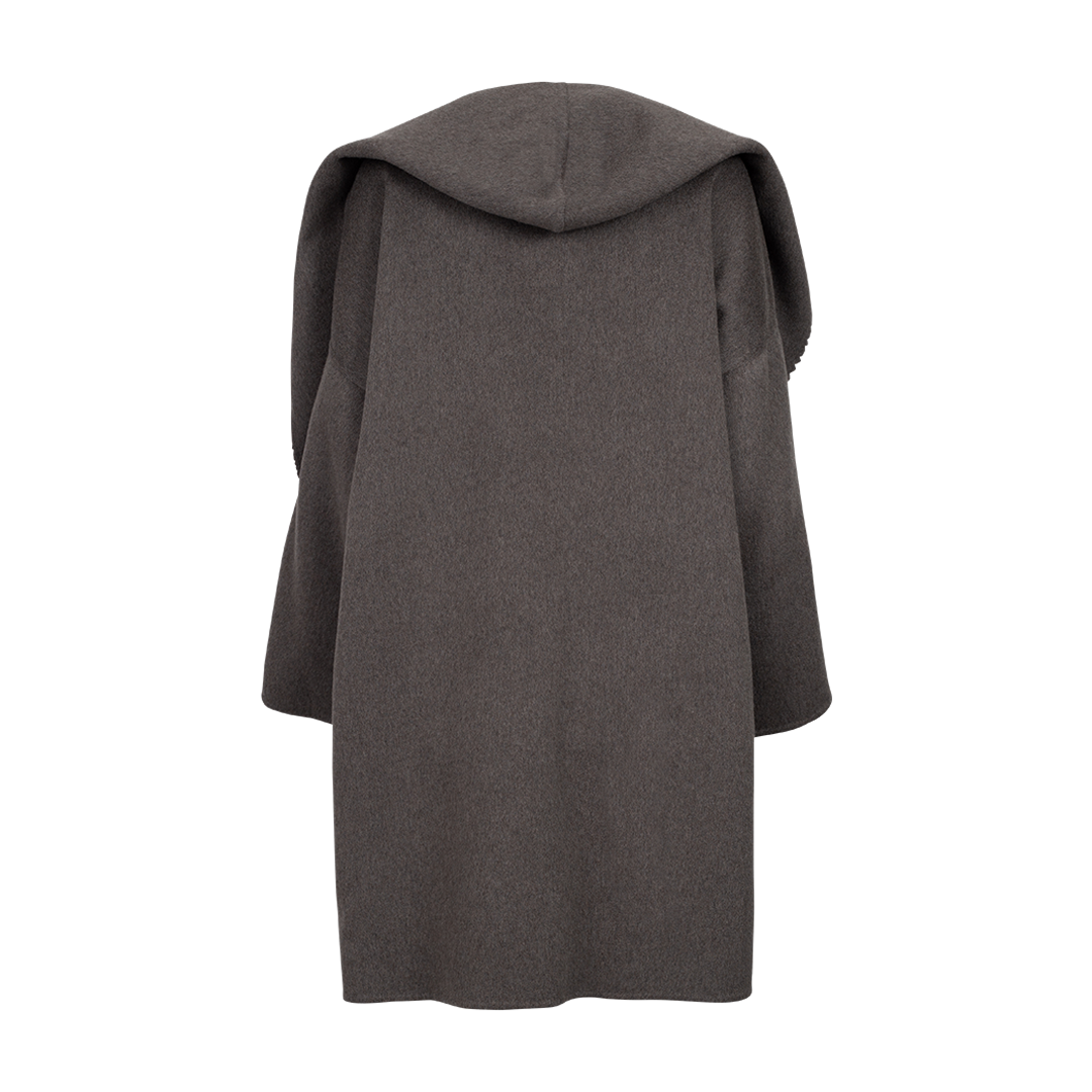 Hooded Cashmere Coat Grey | Back view of Hooded Cashmere Coat Grey DUSAN
