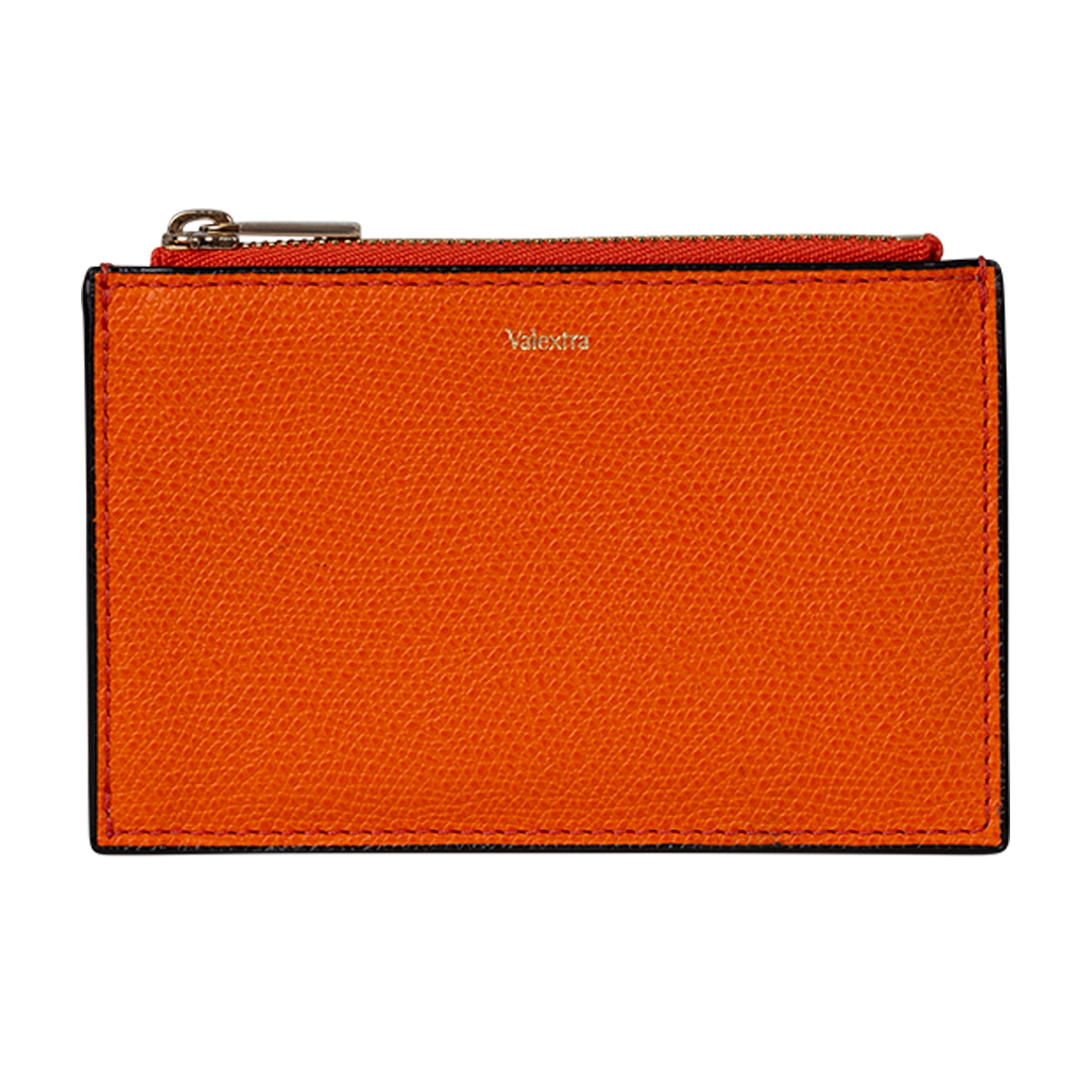 Orange Card Case Holder | Front view of Orange Card Case Holder VALEXTRA