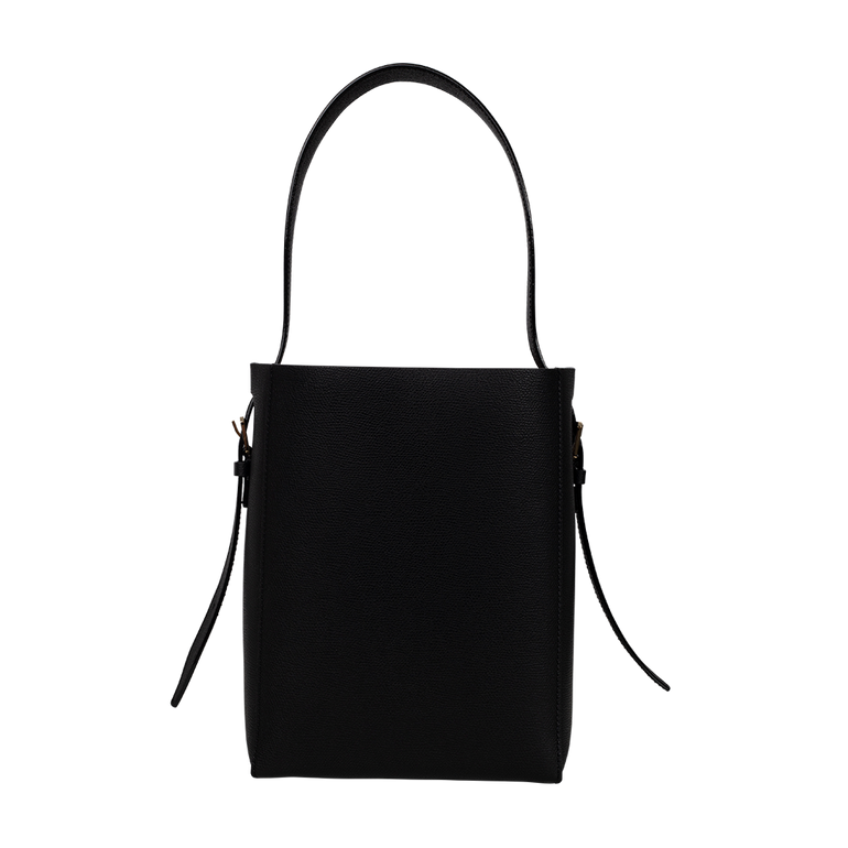 Small Black Bucket Bag | Back view of Small Black Bucket Bag VALEXTRA