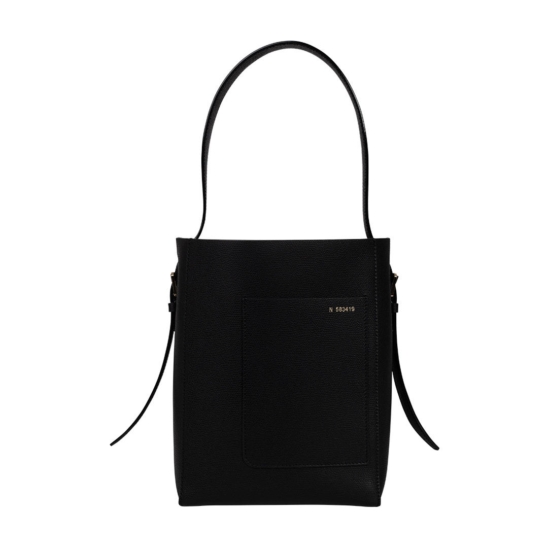 Small Black Bucket Bag | Front view of Small Black Bucket Bag VALEXTRA