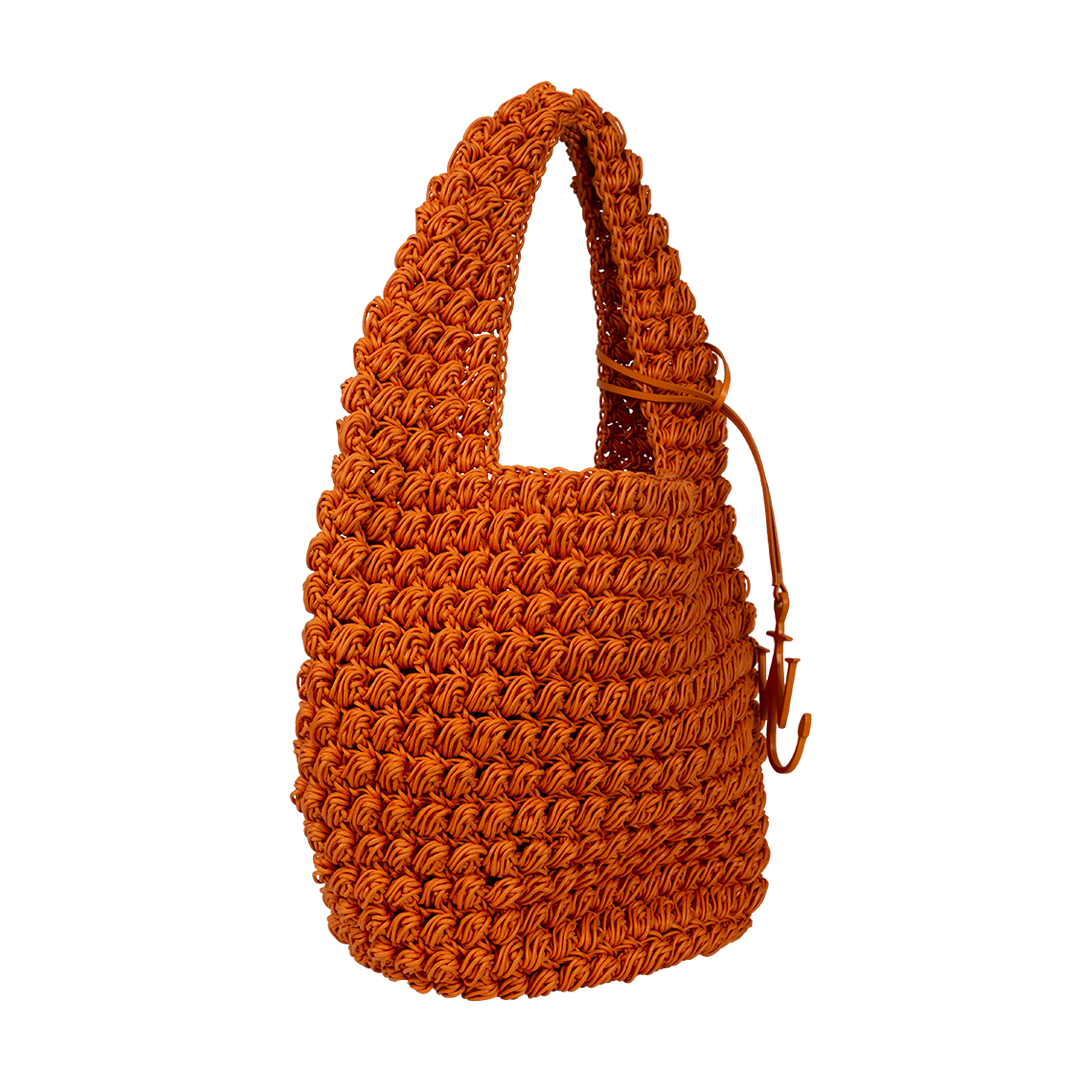 Large Orange Popcorn Basket Hobo Bag | Side view of Large Orange Popcorn Basket Hobo Bag J.W. ANDERSON