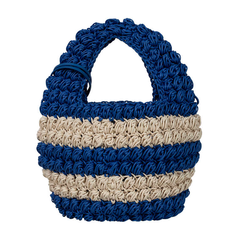 Striped Popcorn Basket Top-Handle Bag | Back view of Striped Popcorn Basket Top-Handle Bag J.W. ANDERSON