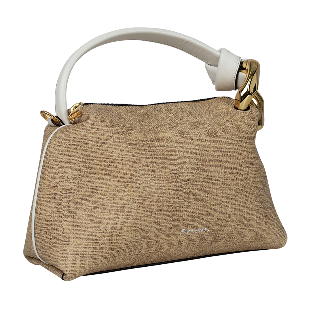 Small Woven-Leather Corner Shoulder Bag | Side view of Small Woven-Leather Corner Shoulder Bag J.W, ANDERSON