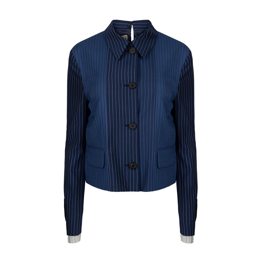 Cropped Pinstripe Shirt Jacket | Front view of Cropped Pinstripe Shirt Jacket MARNI