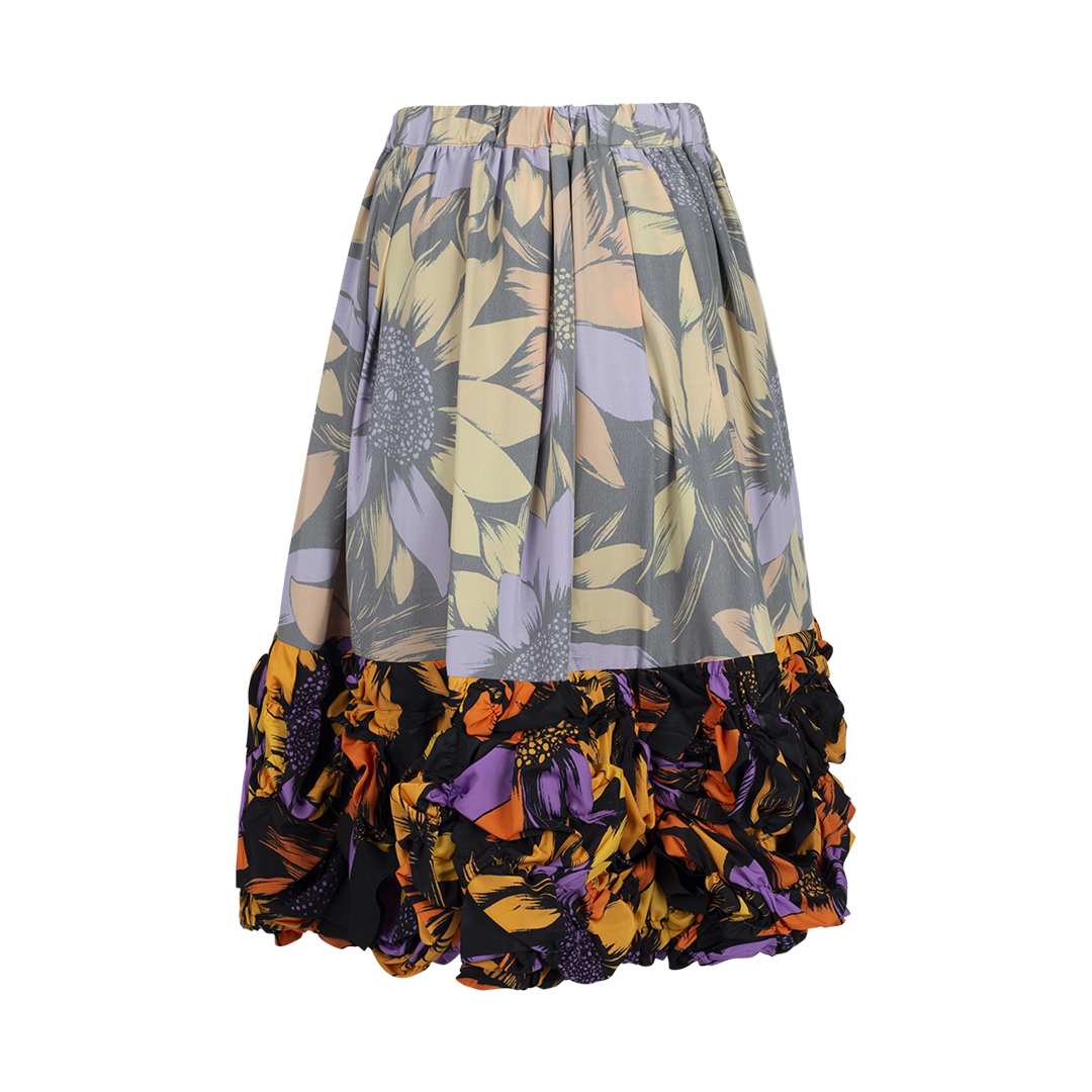 Floral Ruffle Midi Skirt | Back view of Floral Ruffle Midi Skirt COMME DES GARCONS