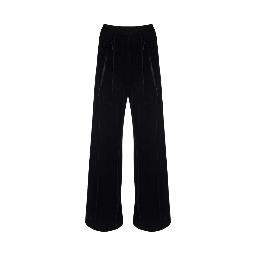 Velvet Wide-Leg Pants With Belt – FORTY FIVE TEN