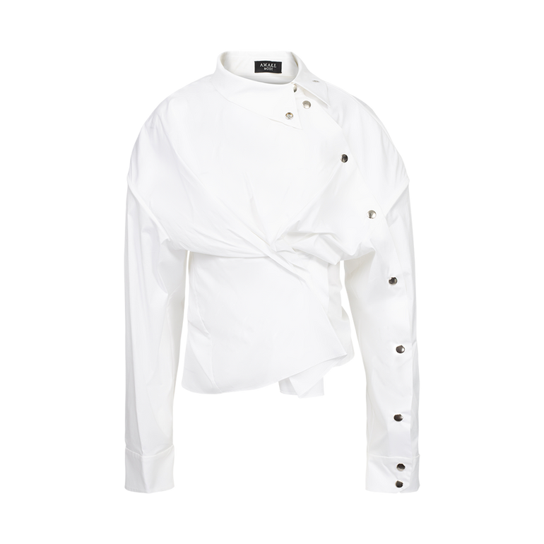 White shirt with black button details