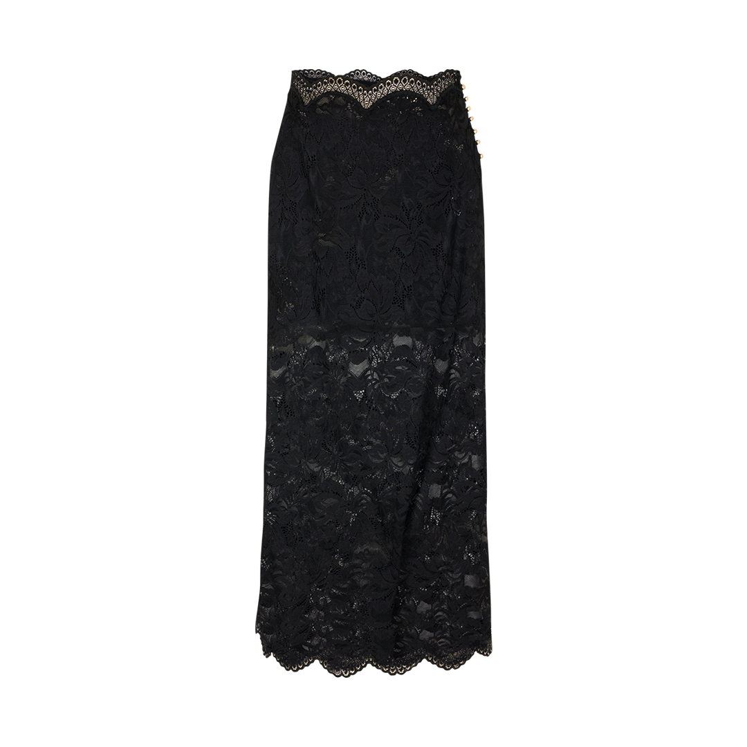 Black lace skirt on a white background