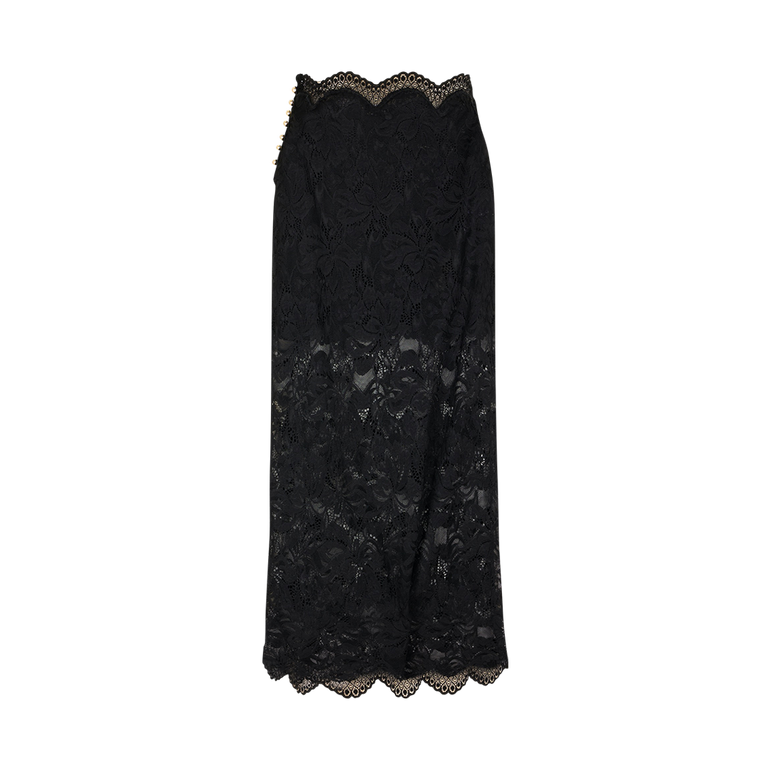Black lace skirt on a white background
