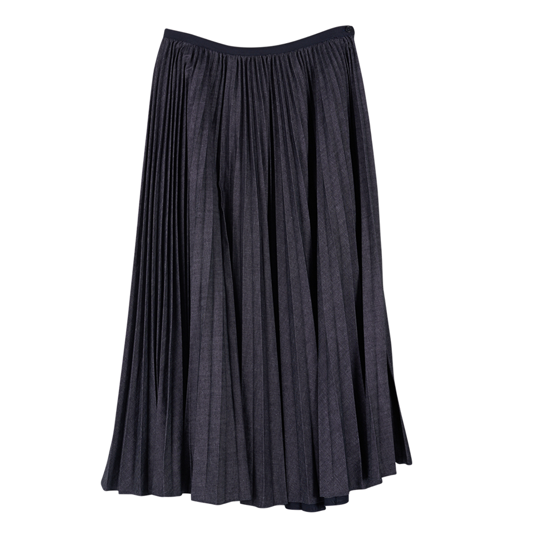 Denim Pleated Midi Skirt Forty Five Ten 9253