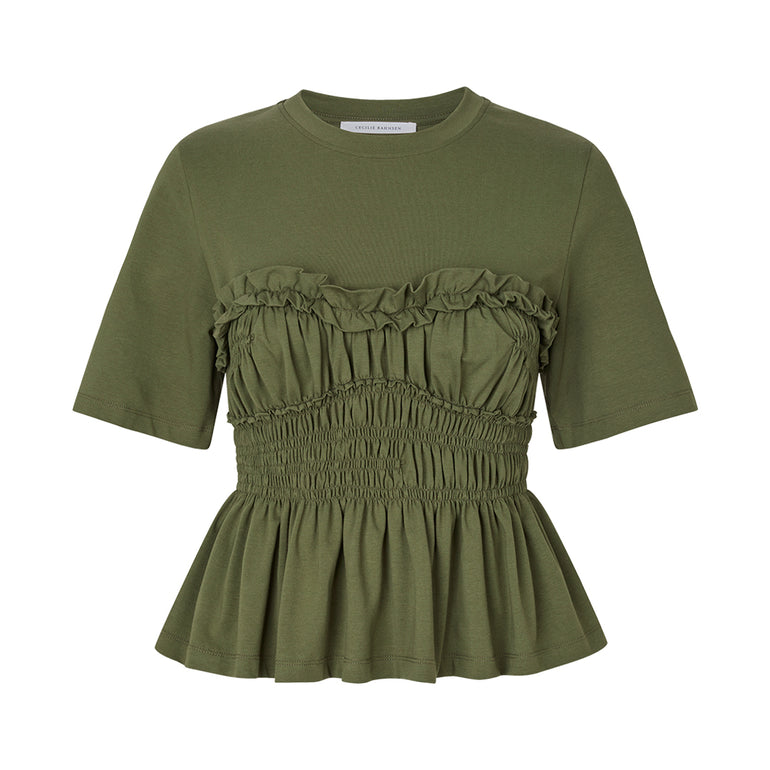 Vilde Top | Front view of Vilde Top Olive Green CECILIE BAHNSEN