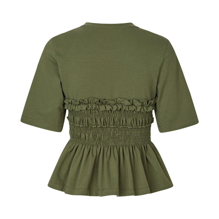 Vilde Top | Back view of Vilde Top Olive Green CECILIE BAHNSEN