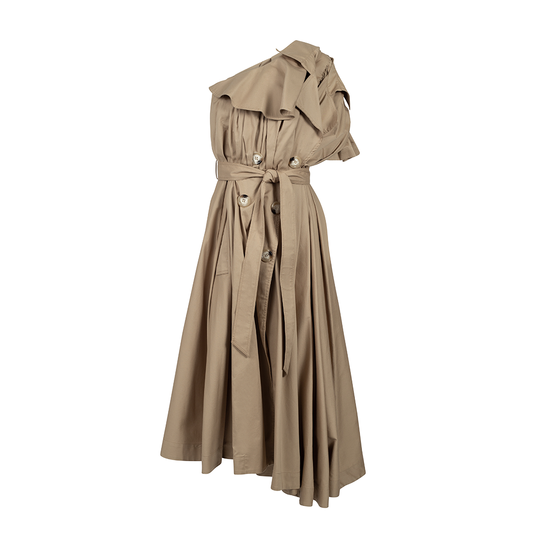 Draped Trench Midi Dress | Front view of Draped Trench Midi Dress ACT N1