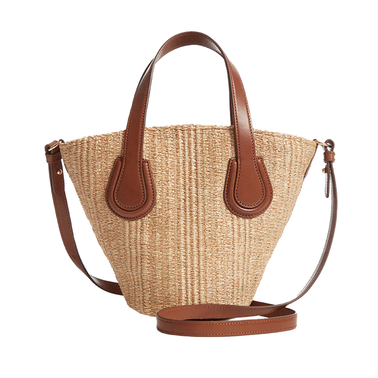 Arc Mini Basket Tote | Front View of MARK CROSS Arc Mini Basket Tote  in Natural