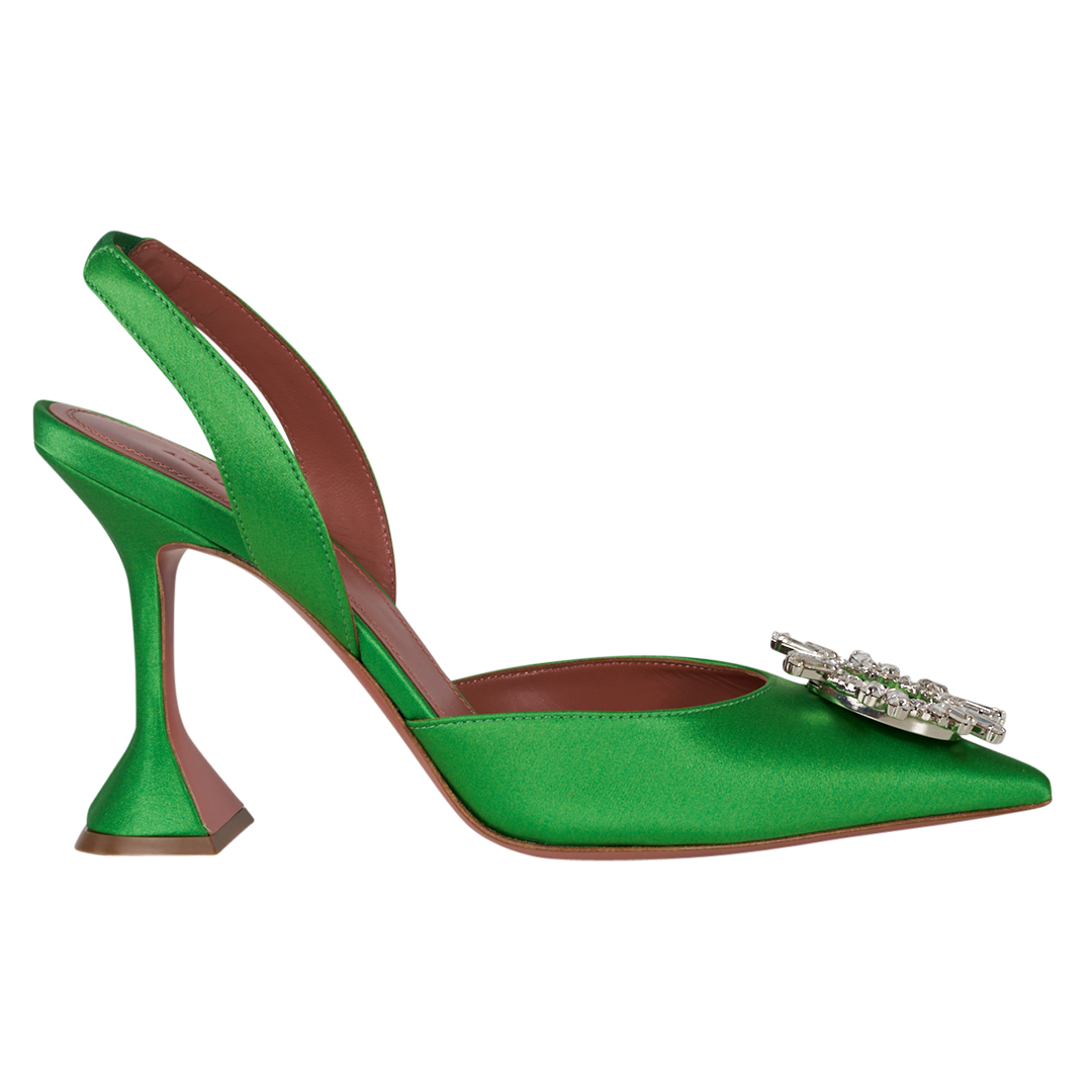 Green Begum Slingback | Front view of AMINA MUADDI Green Begum Slingback