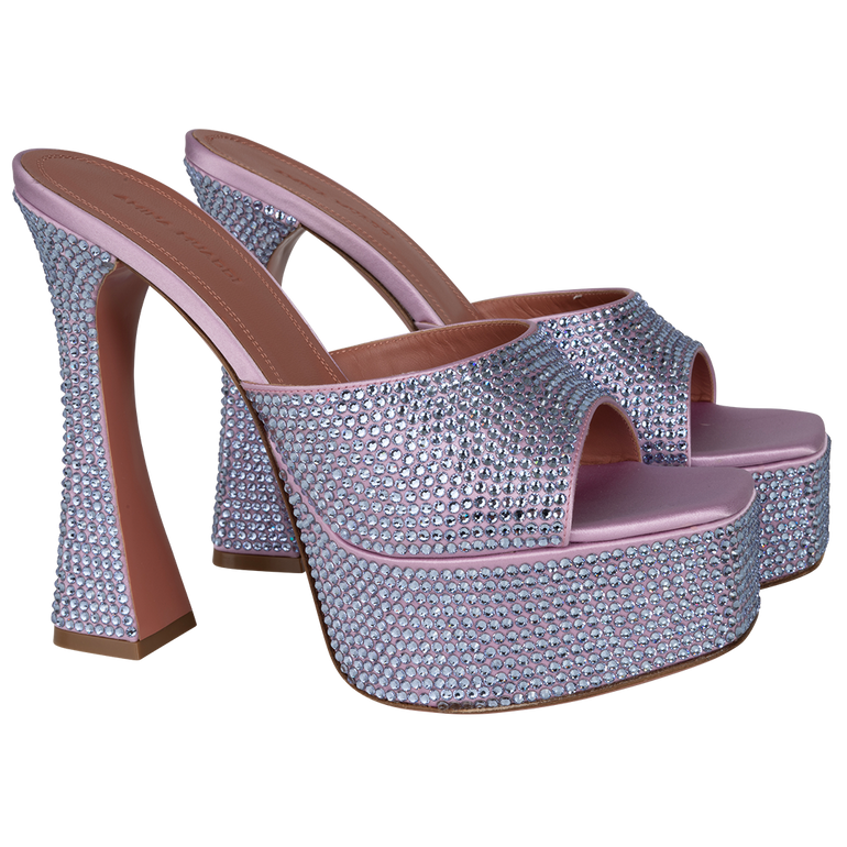 Dalida Crystal Slide Platform Sandals | View of Both AMINA MUADDI Dalida Crystal Slide Platform Sandals