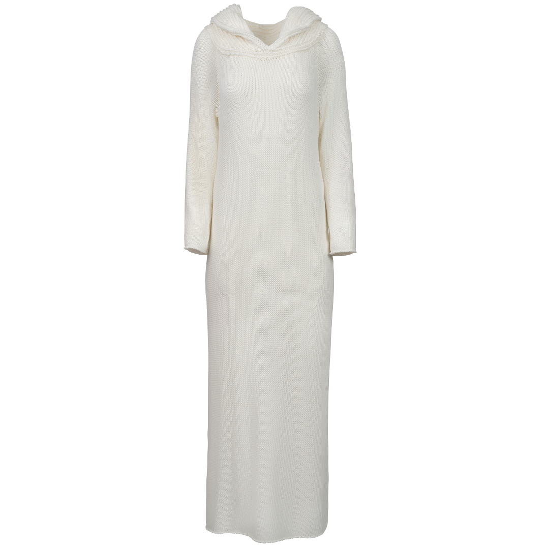 Cyra Maxi Dress | Front view of KHAITE Cyra Maxi Dress in Ivory