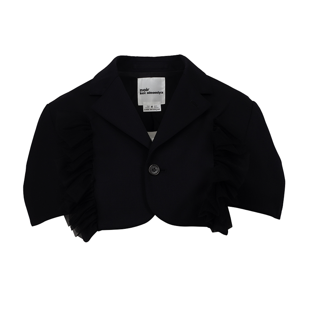 Cropped Puff-Sleeve Jacket | Front view of Cropped Puff-Sleeve Jacket NOIR