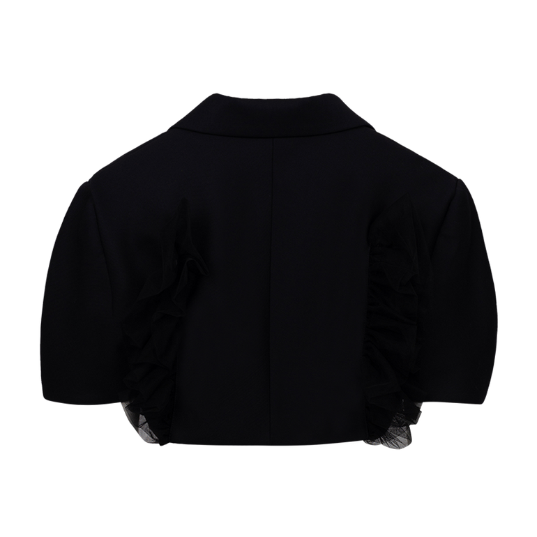 Cropped Puff-Sleeve Jacket | Back view of Cropped Puff-Sleeve Jacket NOIR