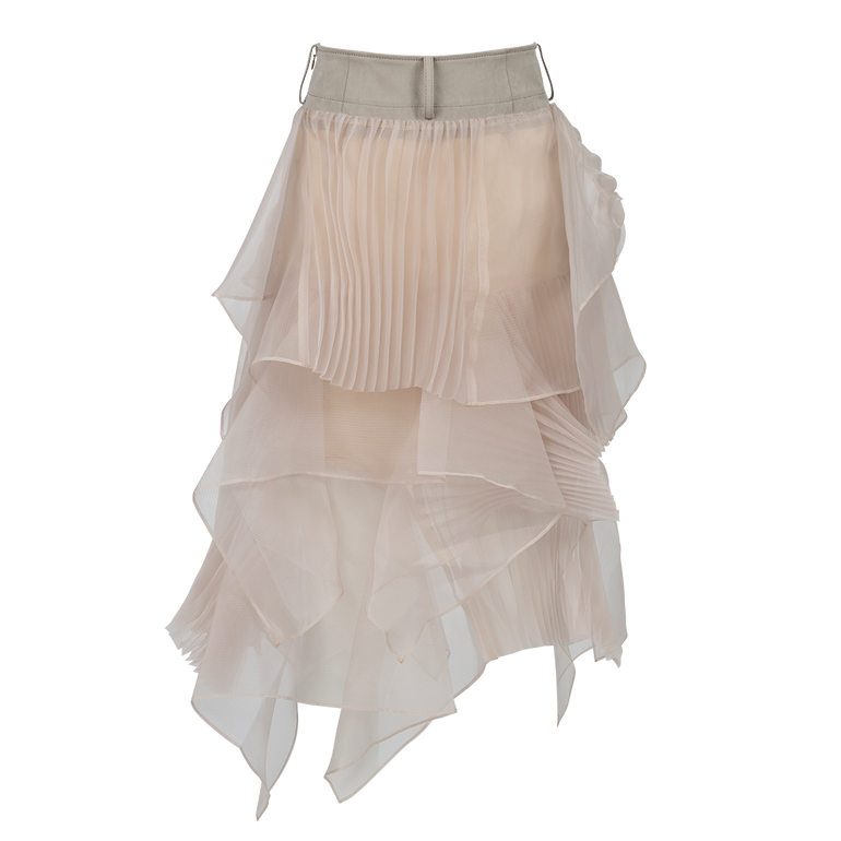 Rip Stop Organdy Skirt | Back view of SACAI Rip Stop Organdy Skirt in Nude