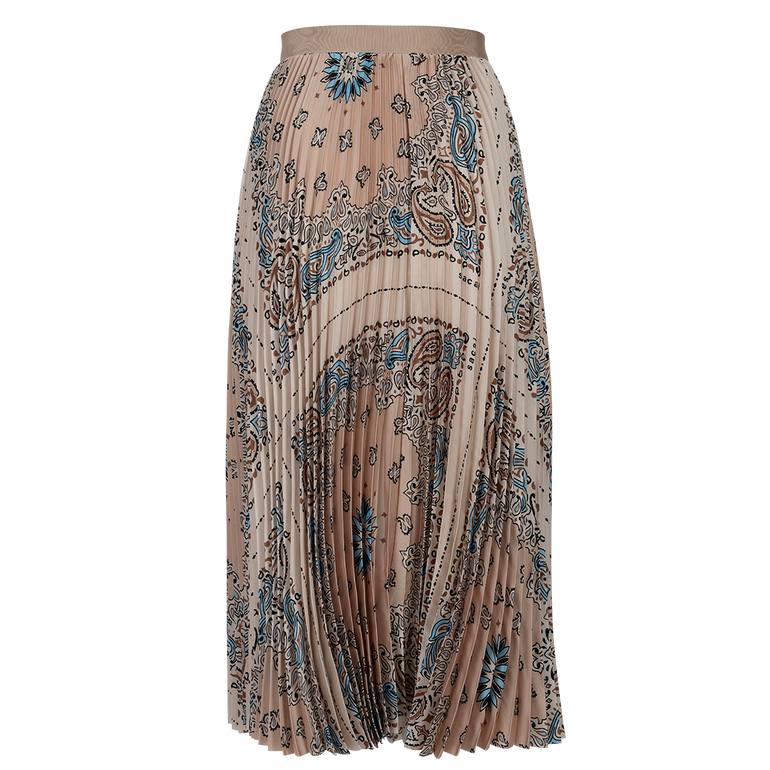 Bandana Pleated Skirt | Back view of SACAI Bandana Pleated Skirt in Beige