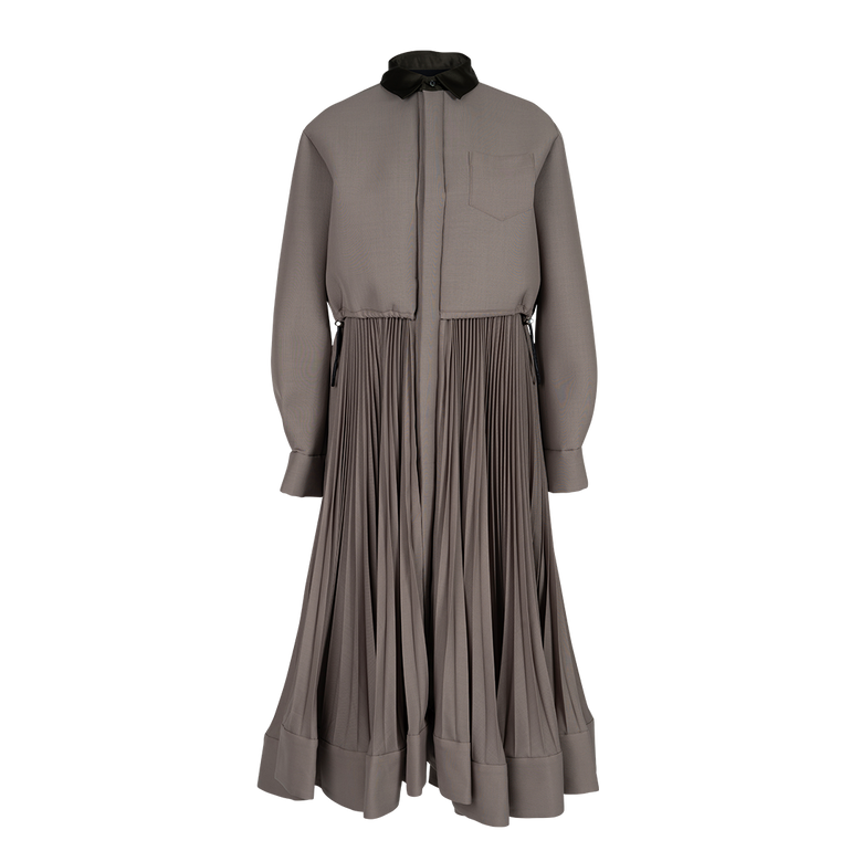 Midi Shirtdress | Front view of SACAI Midi Shirtdress in Beige