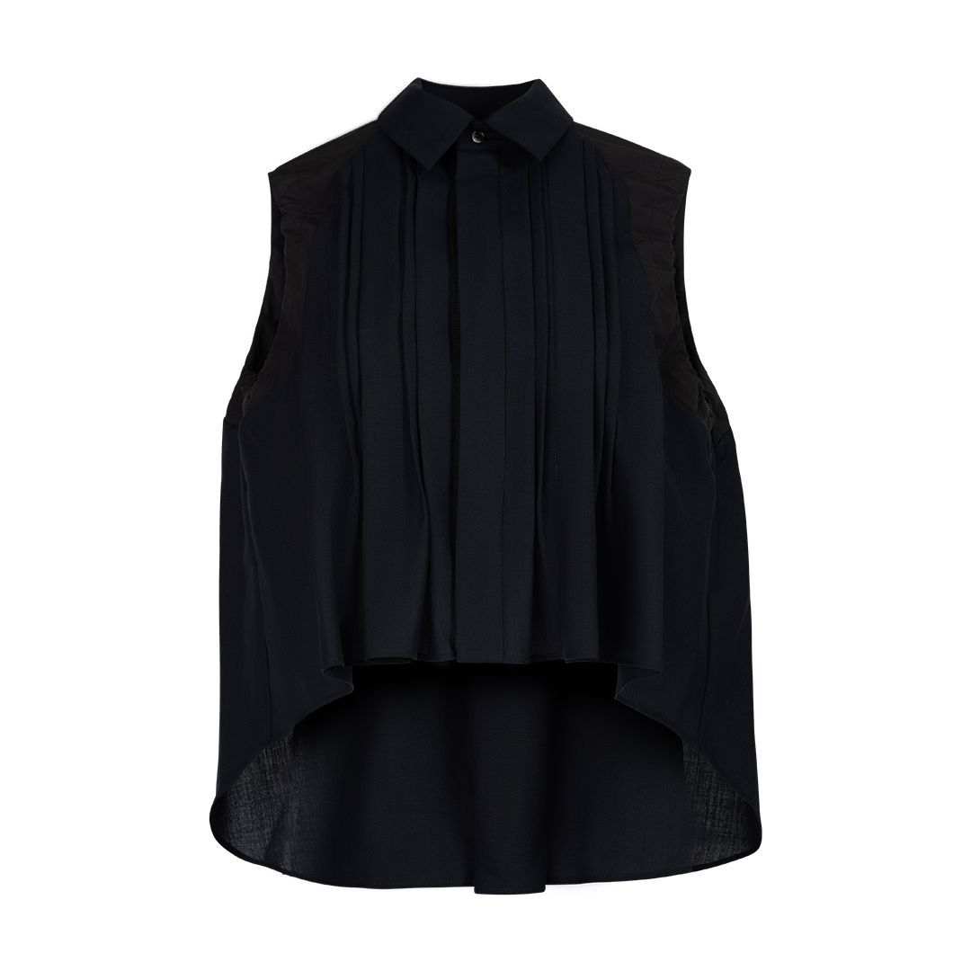 Black Suiting Mix Shirt | Front view of SACAI Black Suiting Mix Shirt