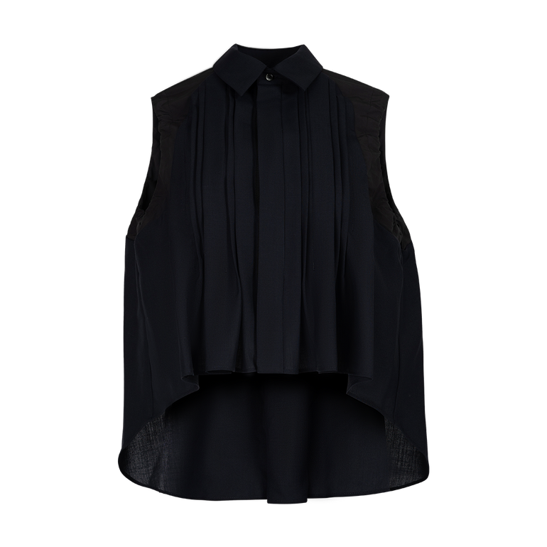 Black Suiting Mix Shirt | Front view of SACAI Black Suiting Mix Shirt
