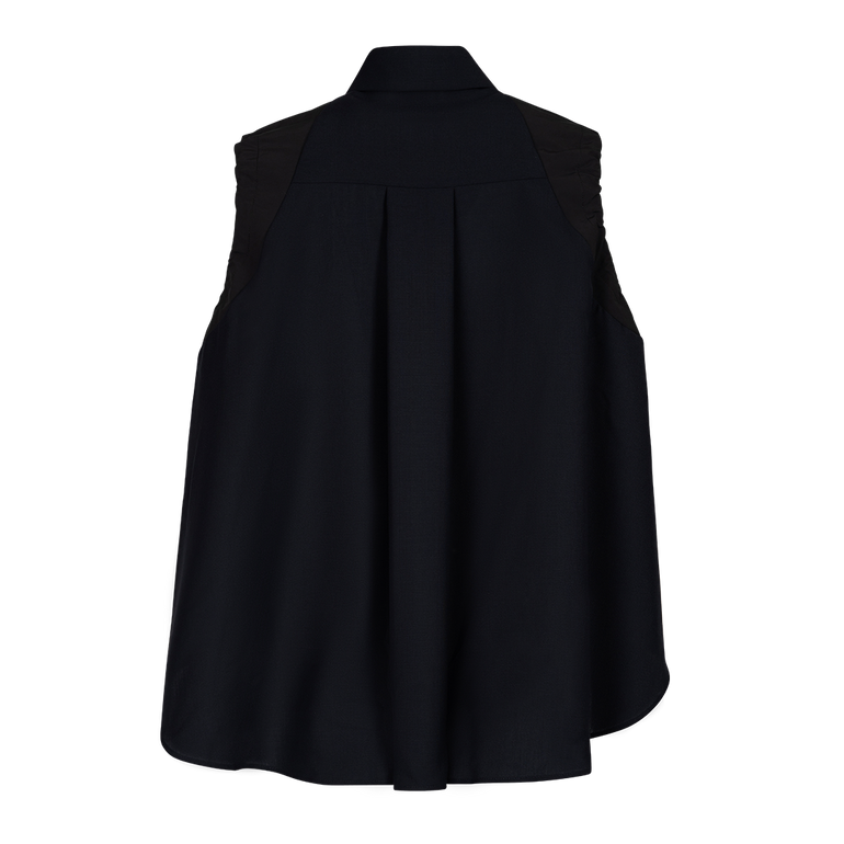 Black Suiting Mix Shirt | Back view of SACAI Black Suiting Mix Shirt