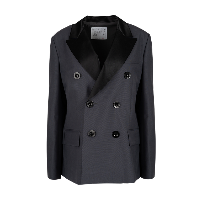 Suiting Mix Jacket | Front view of SACAI Suiting Mix Jacket in Black
