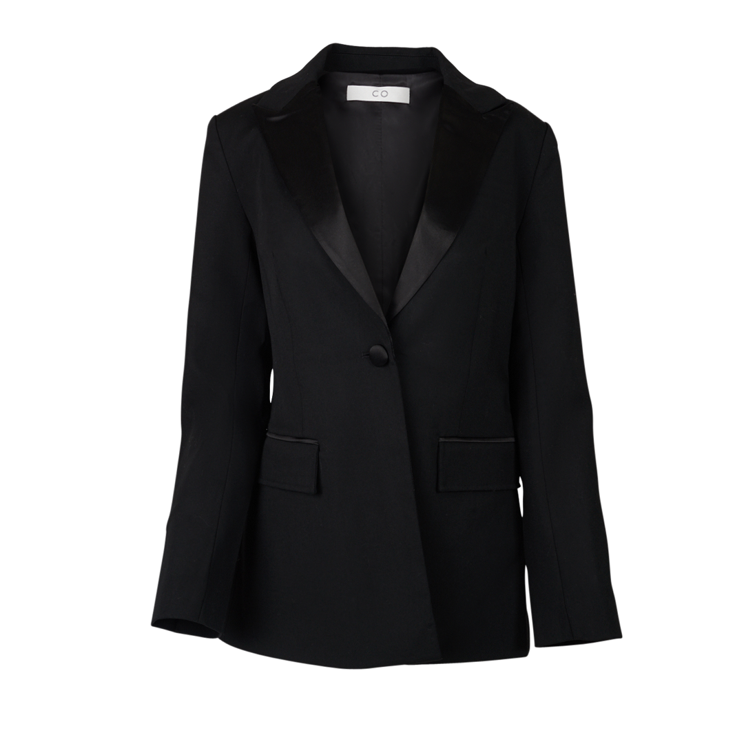 Tuxedo Blazer | Front view of SACAI Tuxedo Blazer in Black