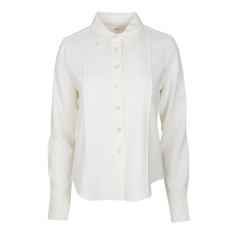 Pintuck Button-Down Shirt | Front view of CO Pintuck Button-Down Shirt in Ivory