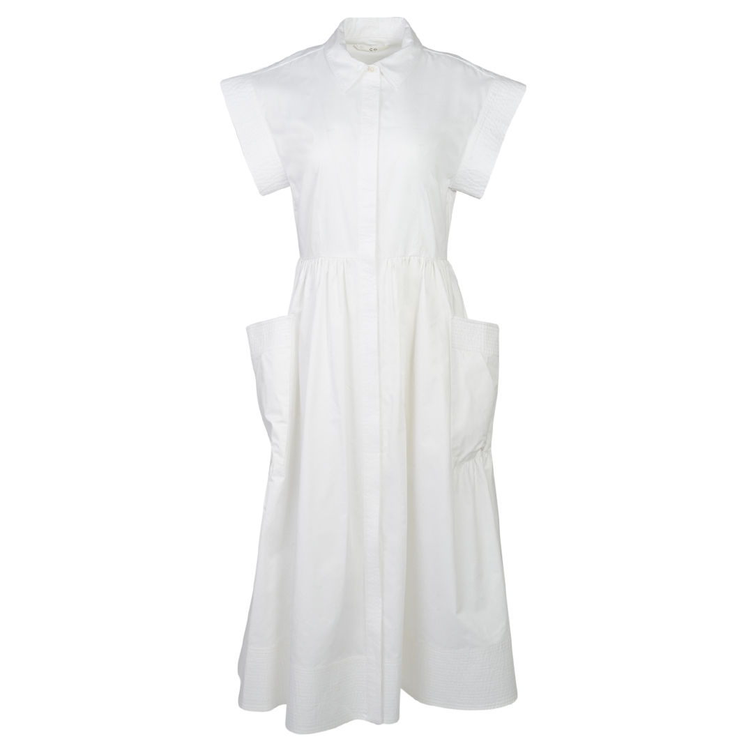 Poplin Midi Dress | Front view of CO Poplin Midi Dress in Ivory