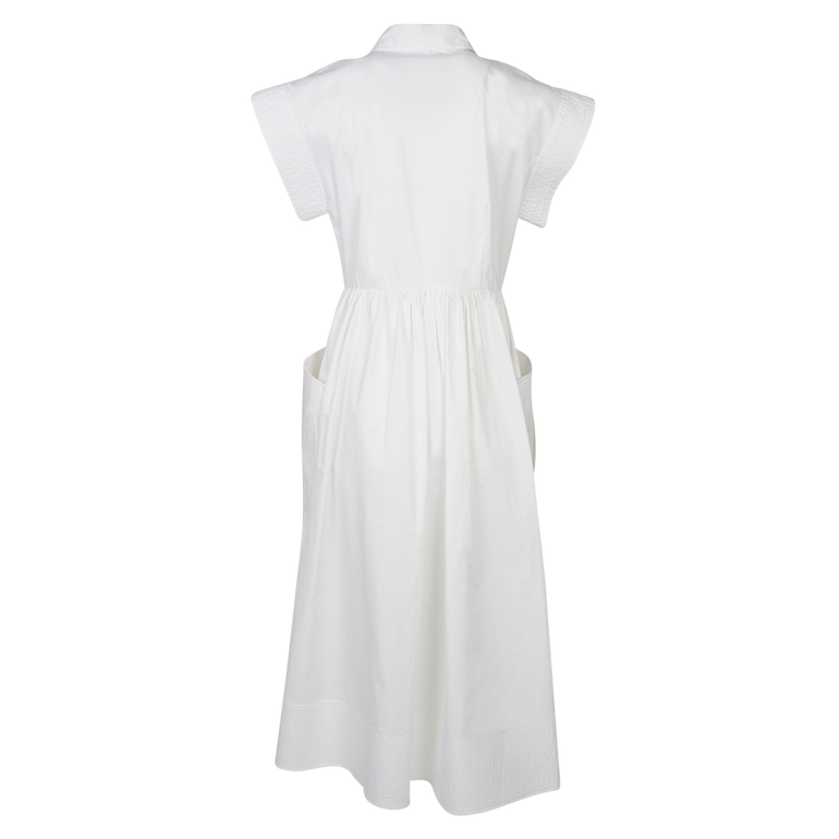 Poplin Midi Dress | Back view of CO Poplin Midi Dress in Ivory