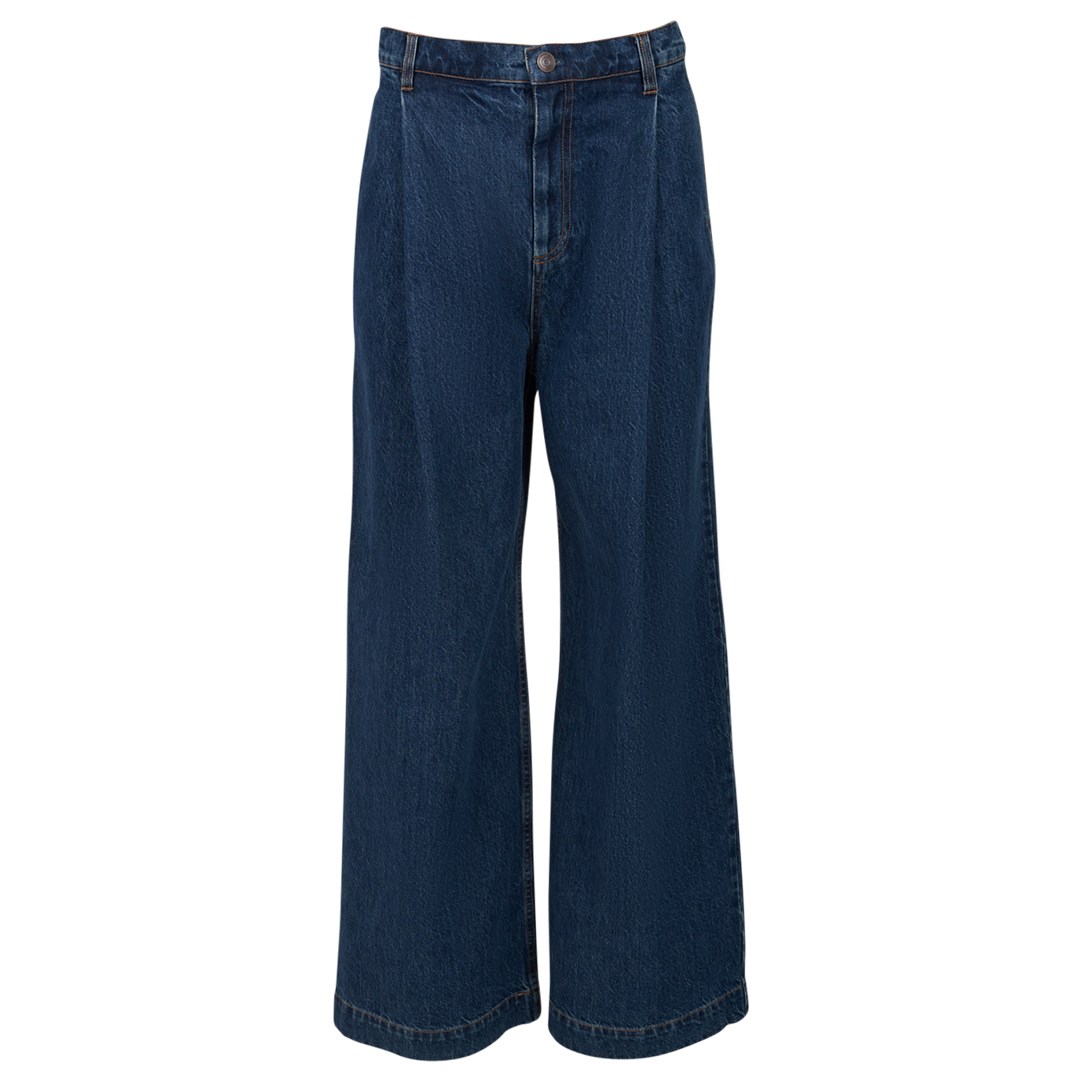 Pleated Denim Trousers | Front view of CO Pleated Denim Trousers
