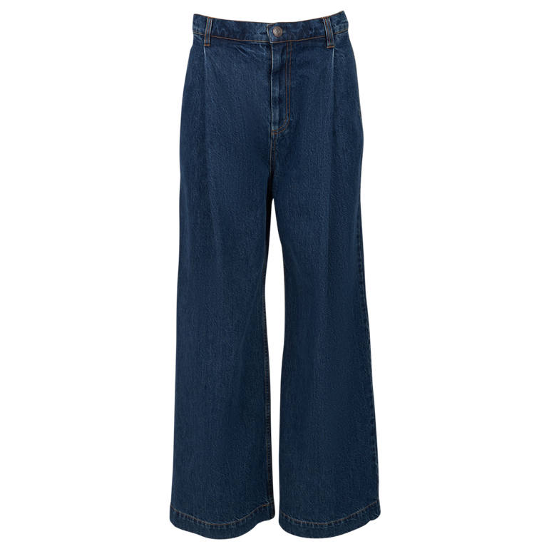 Pleated Denim Trousers | Front view of CO Pleated Denim Trousers