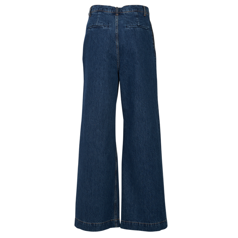 Pleated Denim Trousers | Back view of CO Pleated Denim Trousers