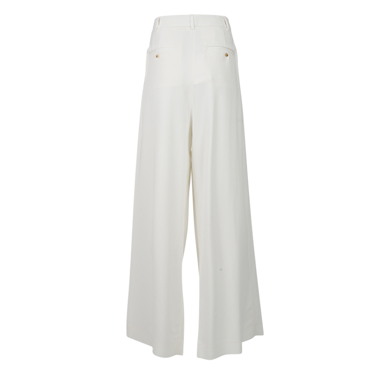Pleated Wide-Leg Trousers | Back view of CO Pleated Wide-Leg Trousers in Ivory