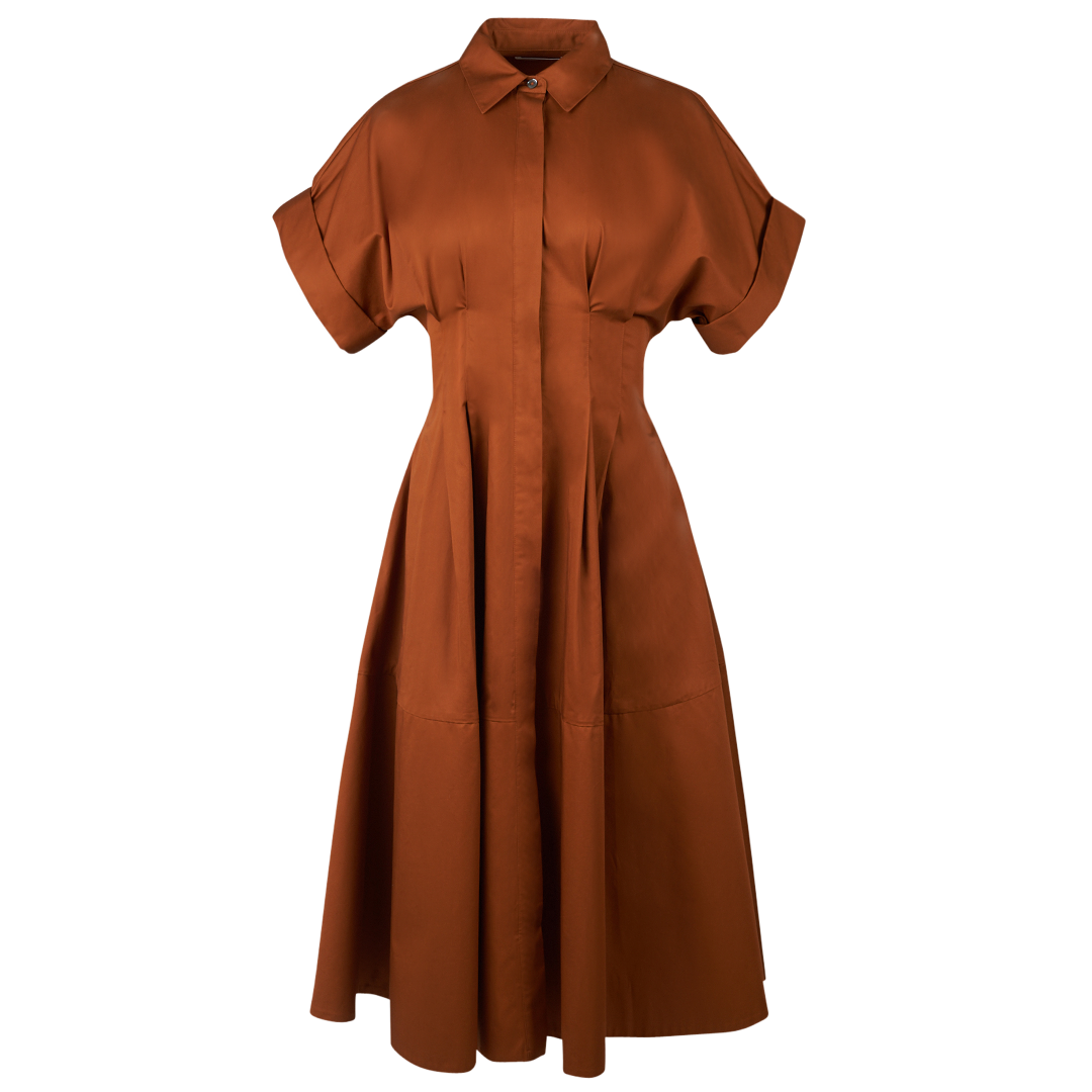 A-Line Orange Shirtdress | Front view of CO A-Line Orange Shirtdress