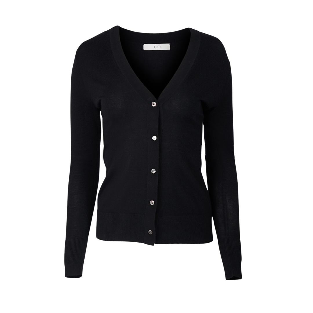 Cashmere Cardigan | Front view of CO Cashmere Cardigan in Black