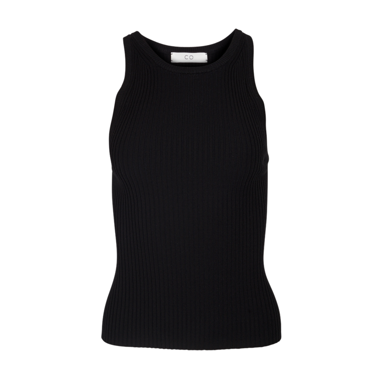 Ribbed Tank Top | Front view of CO Ribbed Tank Top in Black