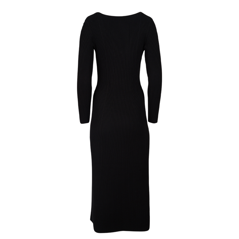 Long-Sleeve Midi Dress | Back view of CO Long-Sleeve Midi Dress in Black