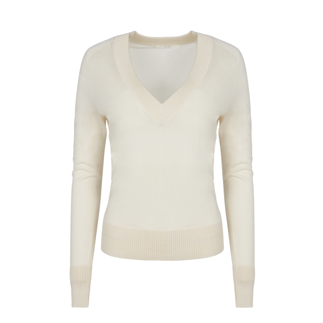 Ivory Cashmere Sweater | Front view of CO Ivory Cashmere Sweater