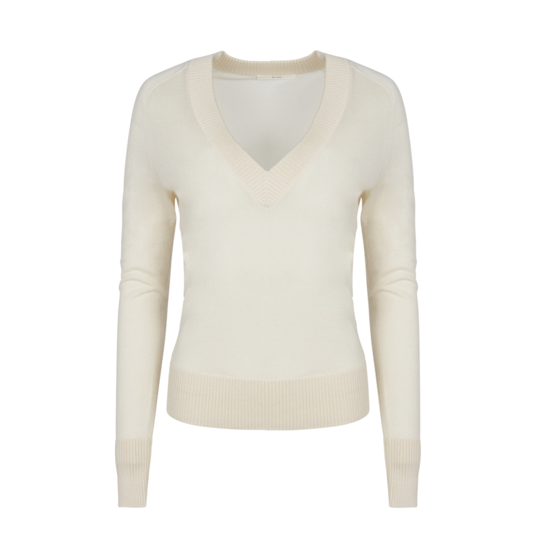 Ivory Cashmere Sweater | Front view of CO Ivory Cashmere Sweater