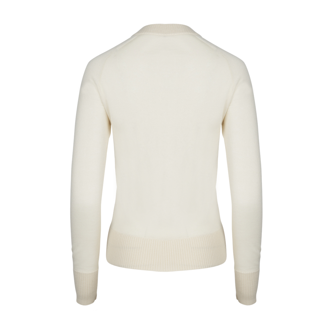 Ivory Cashmere Sweater | Back view of CO Ivory Cashmere Sweater