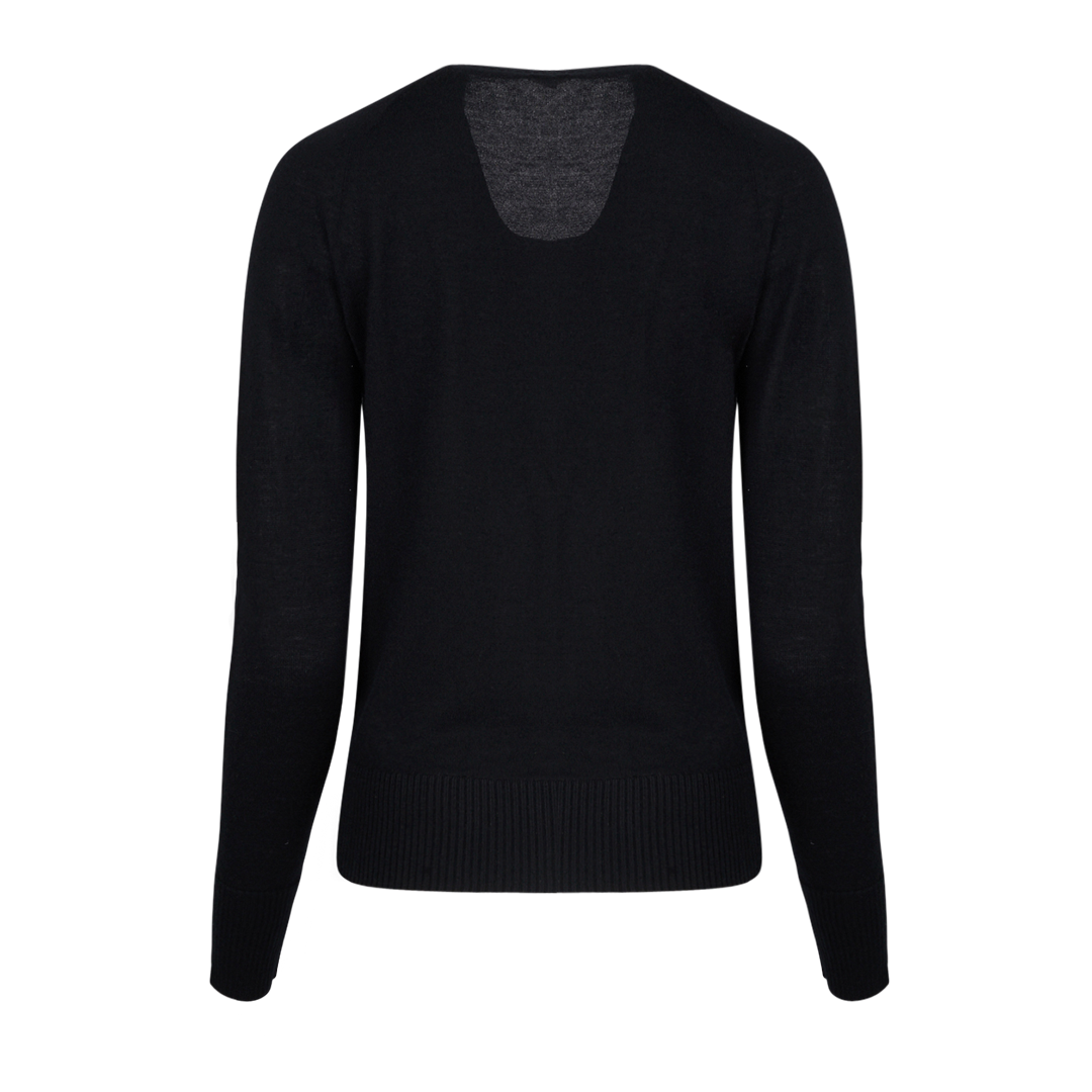 Black Cashmere Sweater | Back view of CO Black Cashmere Sweater