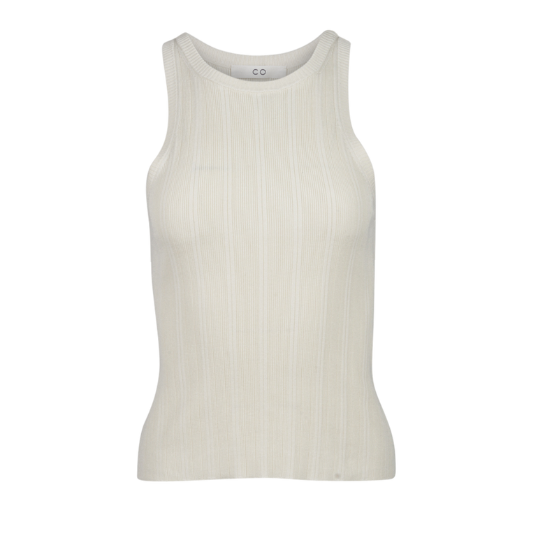 Ribbed Ivory Silk Tank Top | Front view of CO Ribbed Ivory Silk Tank Top