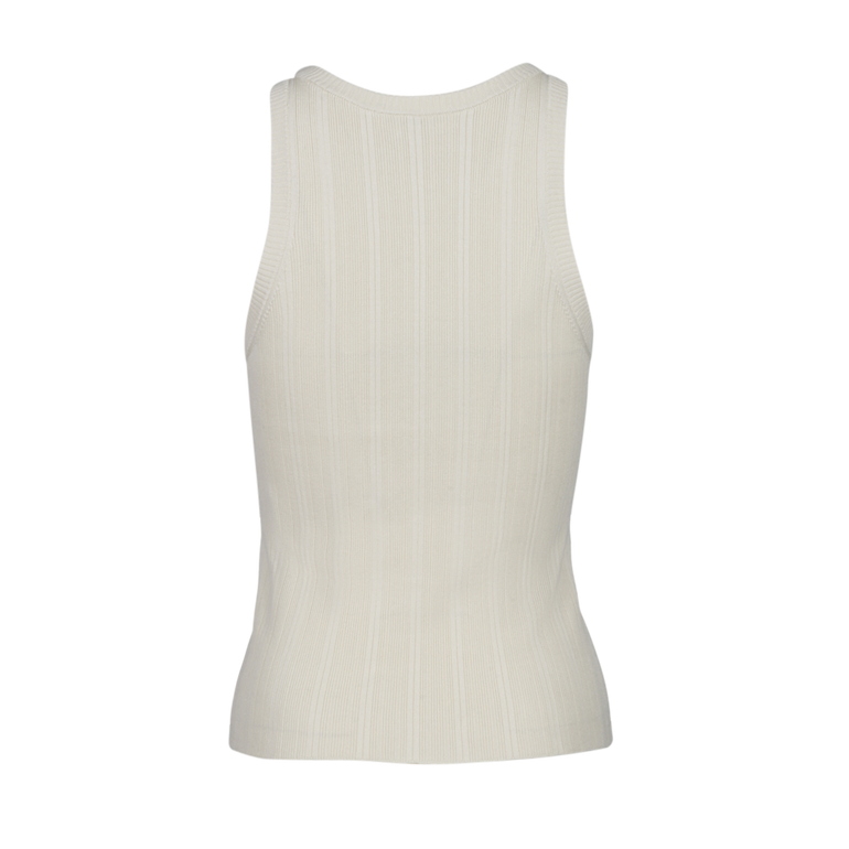 Ribbed Ivory Silk Tank Top | Back view of CO Ribbed Ivory Silk Tank Top